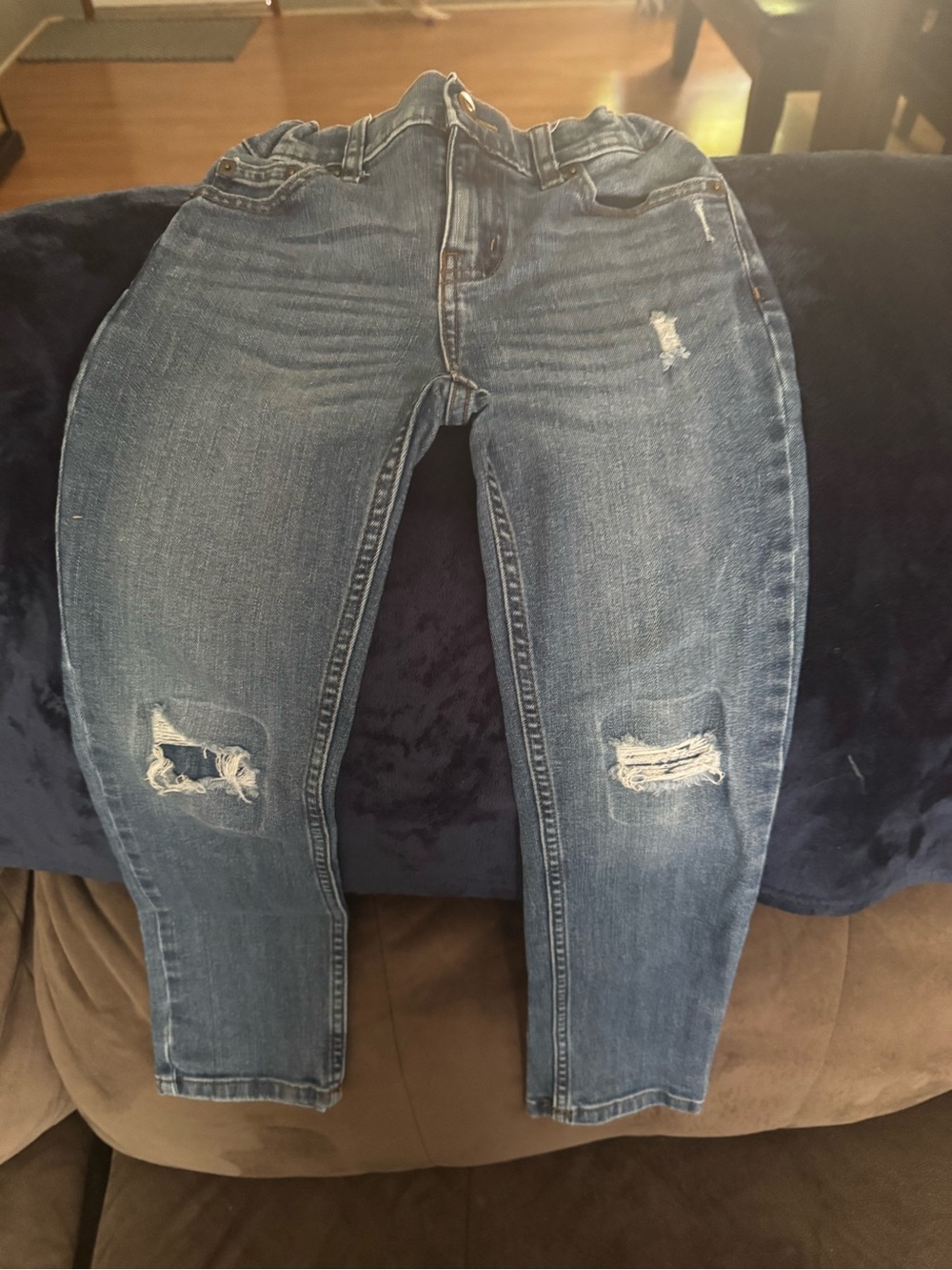 Kids Distressed Blue Stretch Jeans
